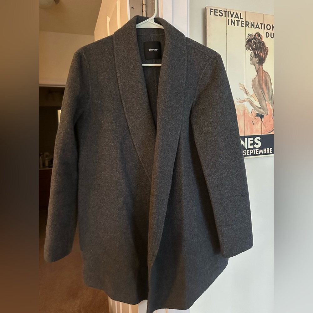 Theory Charcoal Wool Cashmere Coat